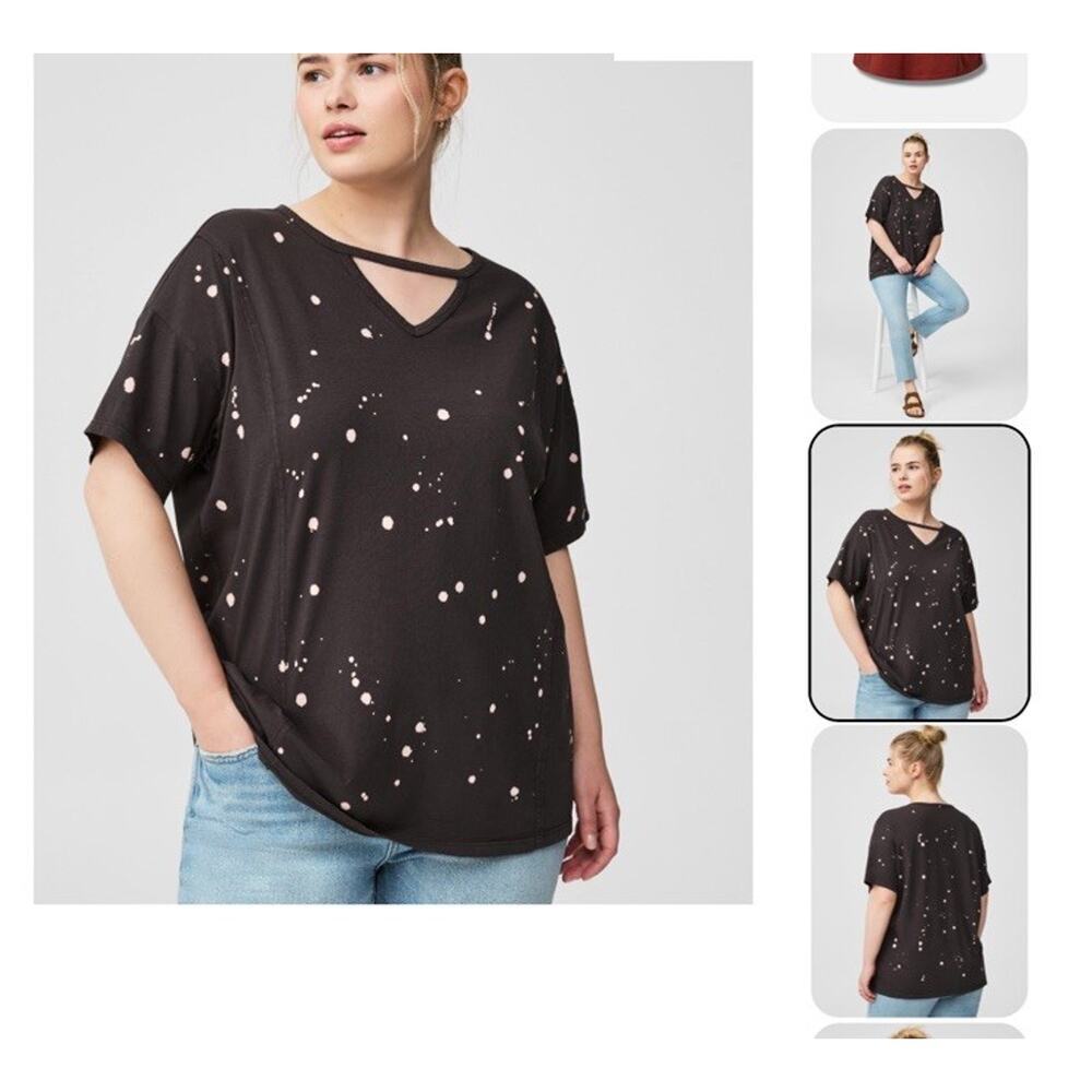 Torrid Women’s Sz 3 (22/24) Bleach Splattered Heritage Slub V-Neck Tee
